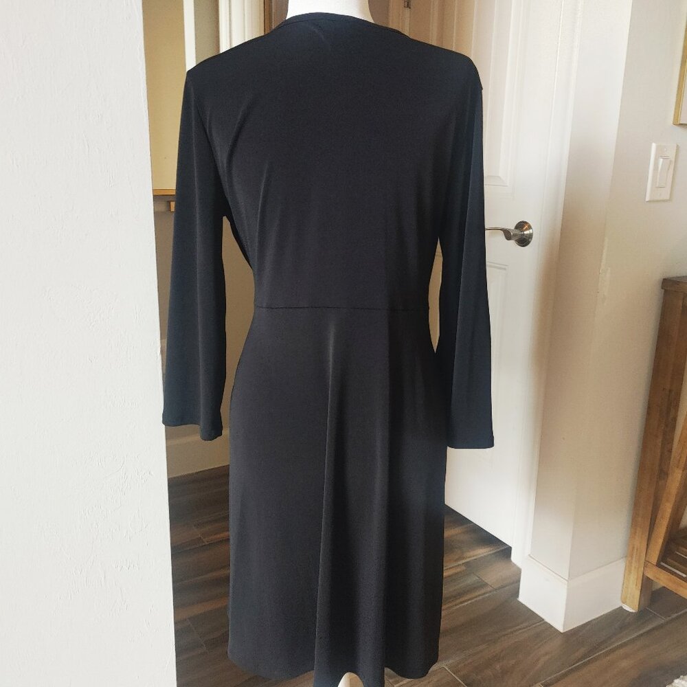 WORTHINGTON Black Waist Wrap Tie Front Dress - Size Large - Picture 4 of 4